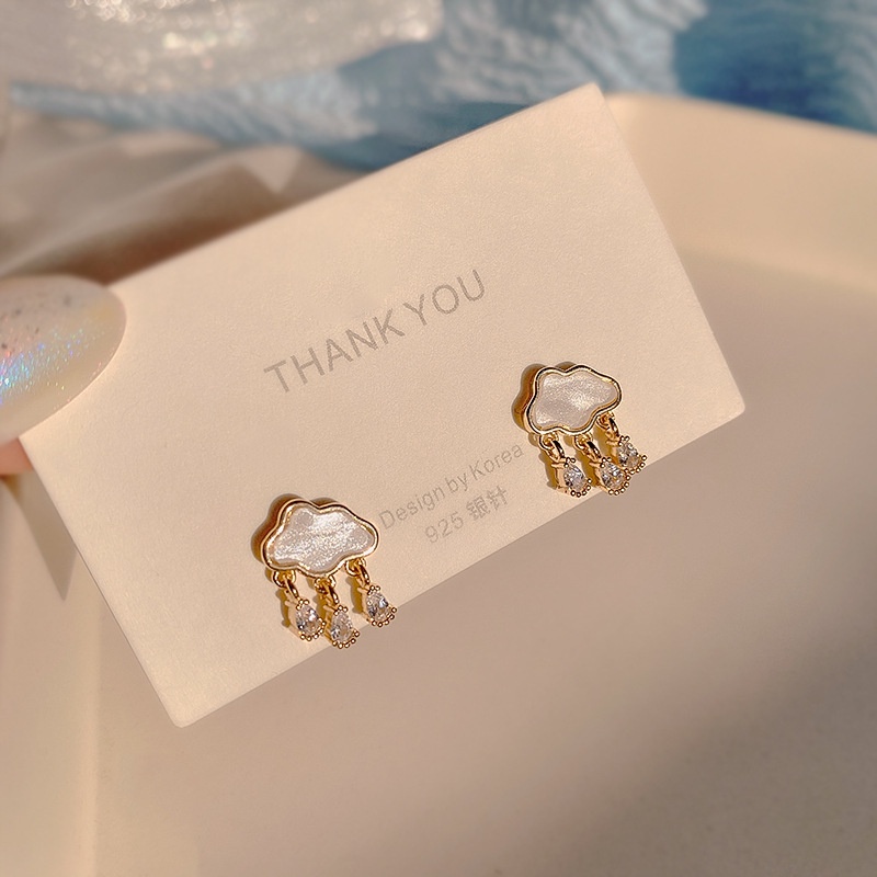 Bông tai hình đám mây đính đá Zircon dễ thương dành cho nữ