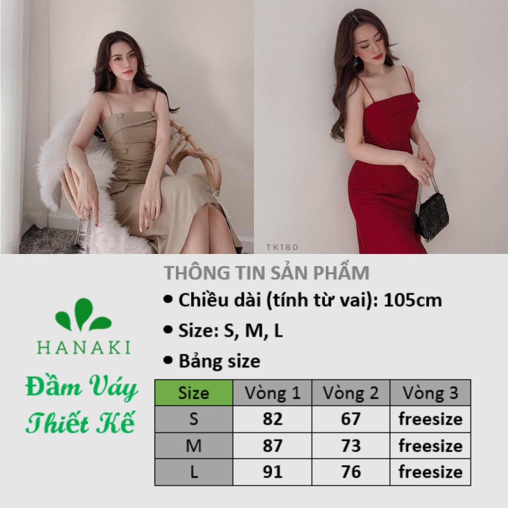 Đầm Dự Tiệc Đầm Thiết Kế 2 Dây Đính Nút Bọc Đẹp Xuất Sắc Hanaki HNK1034 | BigBuy360 - bigbuy360.vn