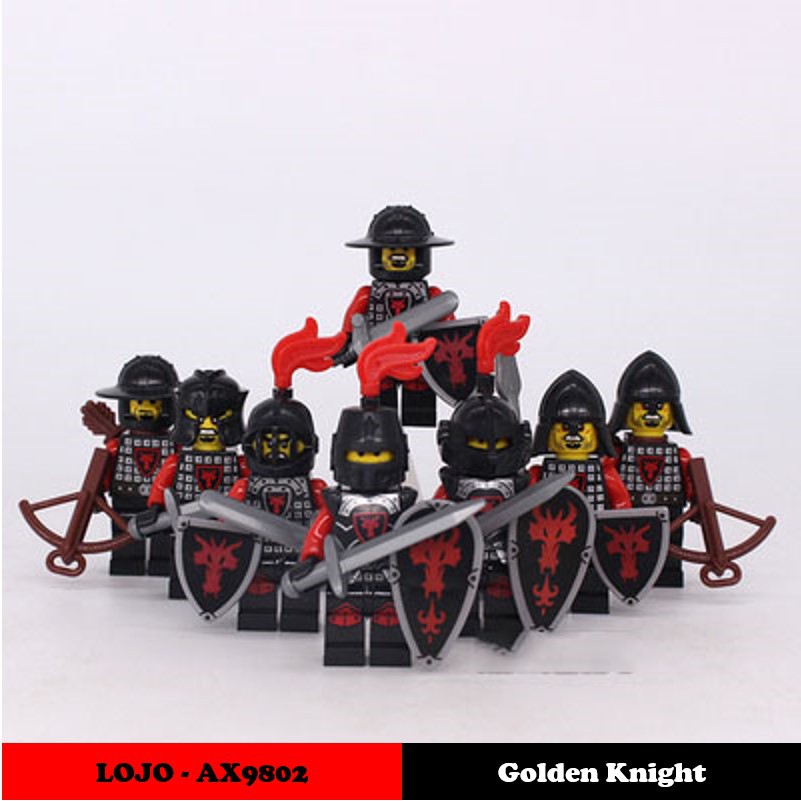Minifigures LOJO AX-9804 - Lính trung cổ Rồng đỏ - Minifigures Red Dragon Knight