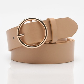 Dây nịt thắt lưng da khóa tròn mạ vàng basic cấ tính Ulzzang