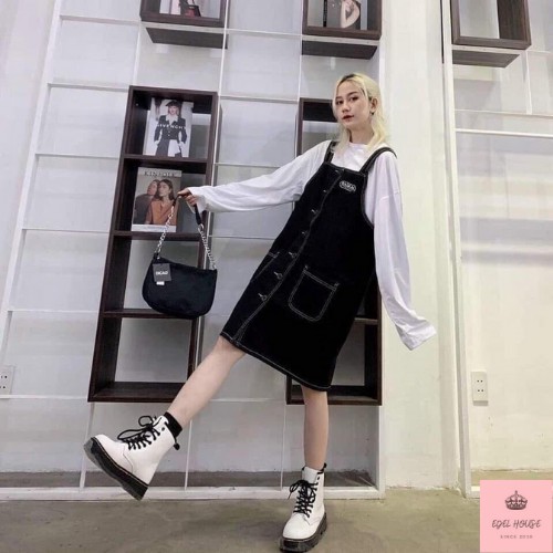 Váy Yếm Logo Chỉ Nổi Chất Thái Chéo Mặc Mùa Đông Mùa Hè Đều Được Edel Ảnh Cận Chất + Đánh Giá | BigBuy360 - bigbuy360.vn