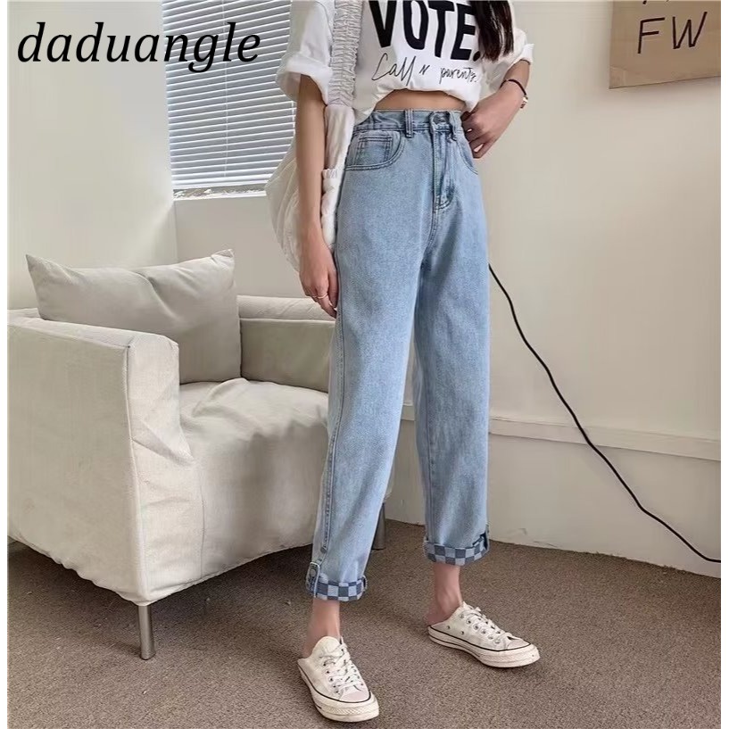 Quần jean Daduhey 9 tấc lưng cao phong cách thời trang thường ngày Hàn Quốc xinh xắn cho nữ