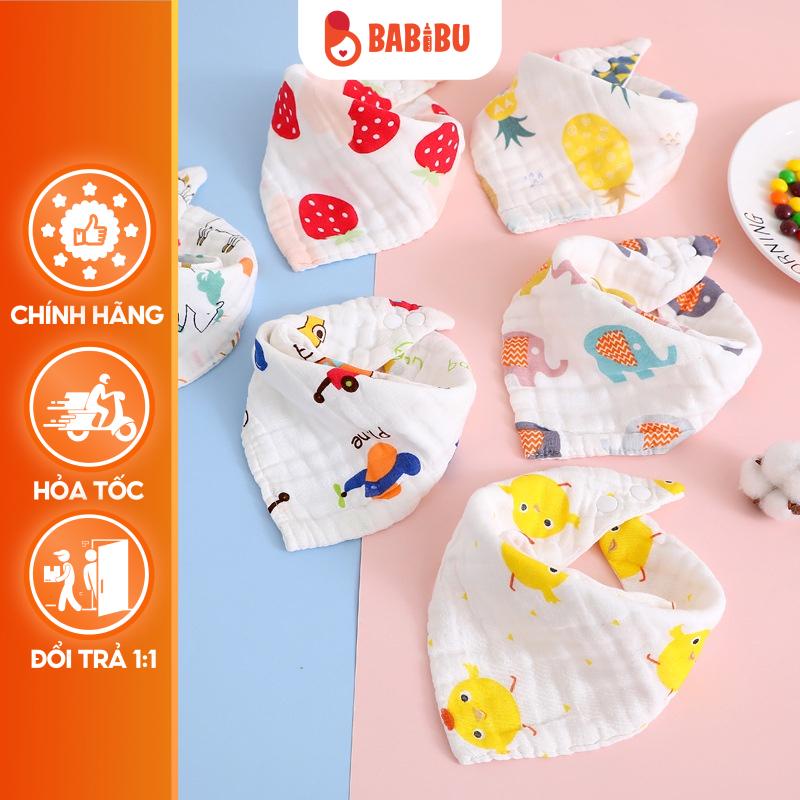 Set 5 yếm xô 6 lớp, yếm ăn dặm thấm hút tốt cho bé Babibu - YX