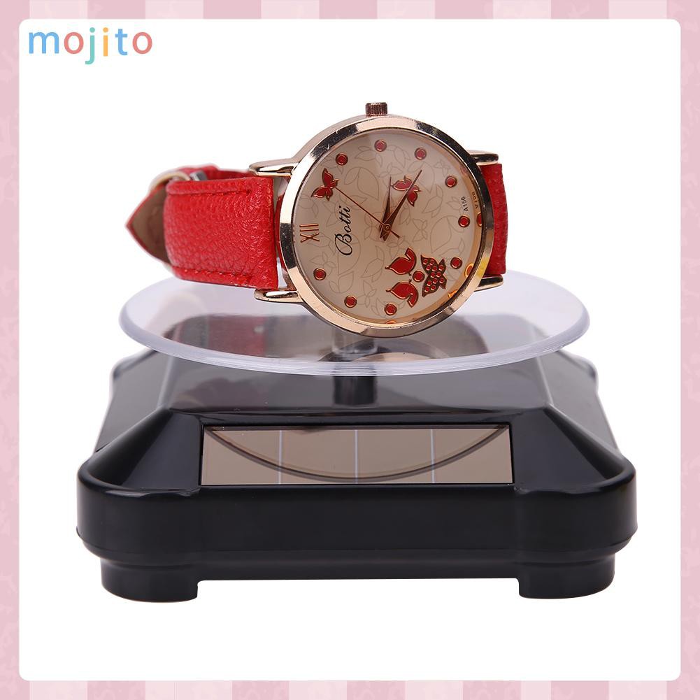 MOJITO New Solar Showcase 360 Turntable Rotating Jewelry Watch Ring Display Stand