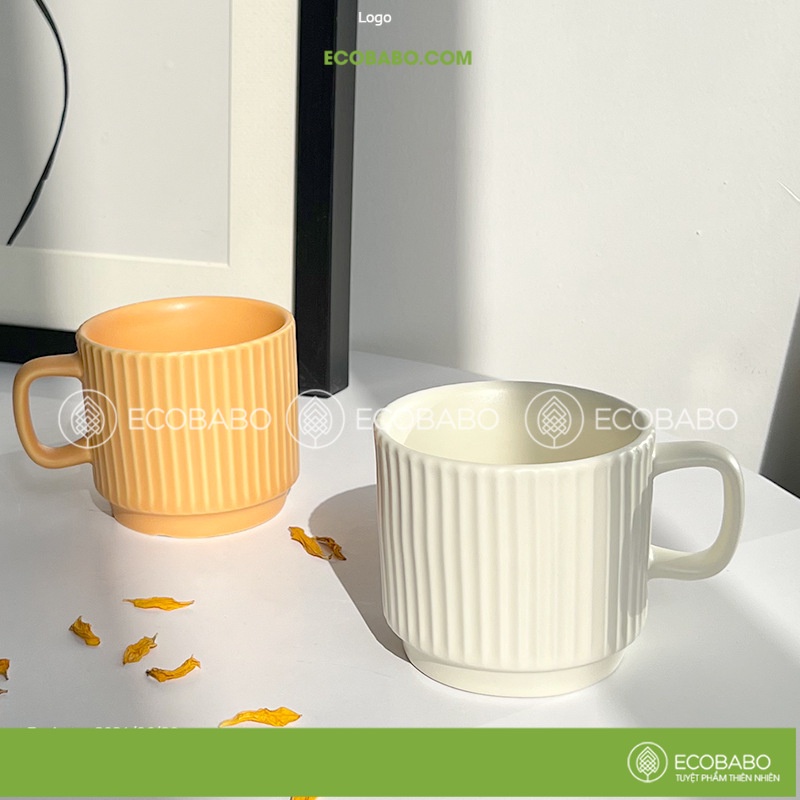 Ly sóng nổi tối giản bắc âu Retro trà cafe đơn màu hàng xuất Bắc Âu - Ecobabo
