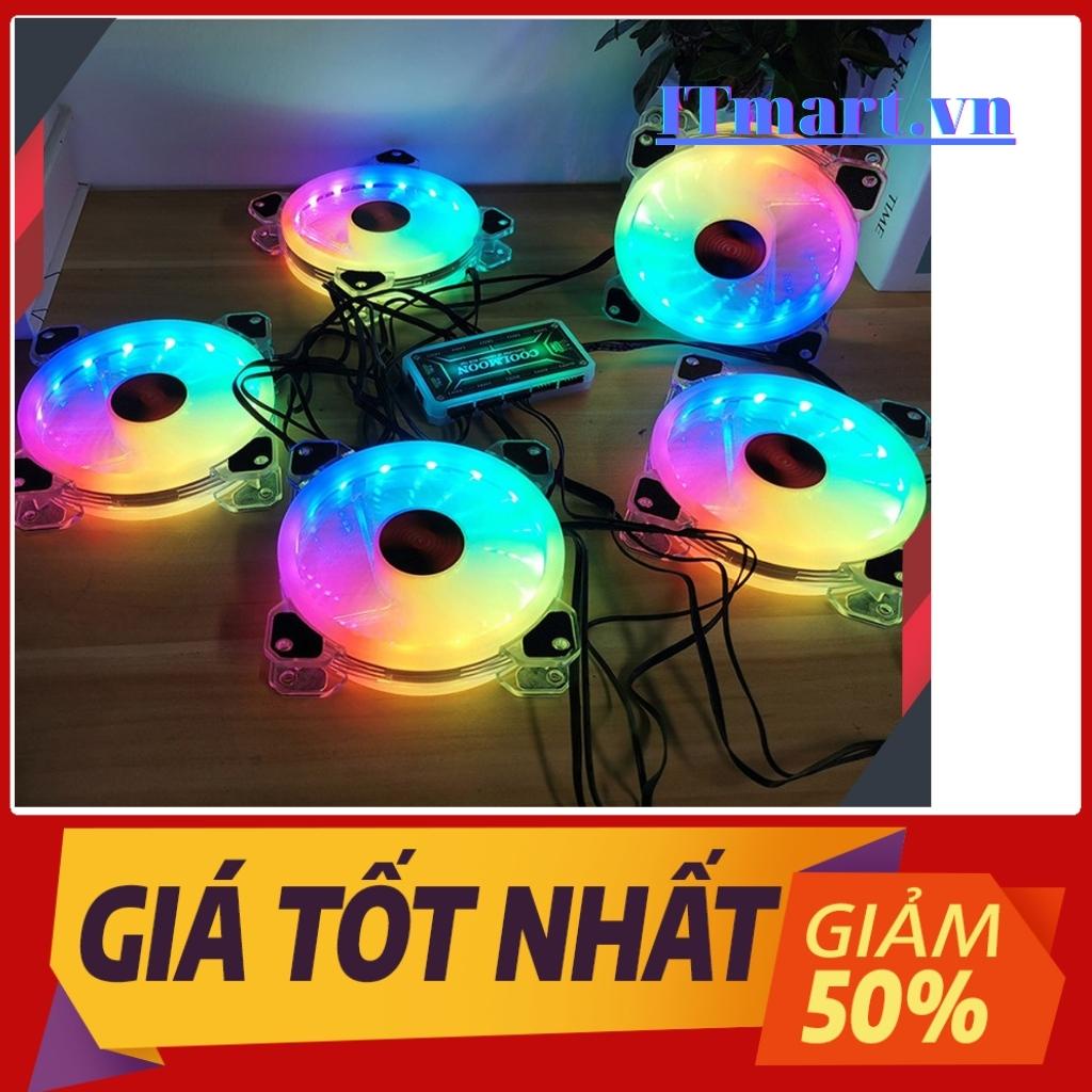 Quạt Tản Nhiệt, Fan Led ARGB Coolmoon K5 &amp; Bộ Hub Coolmoon + điều khiển