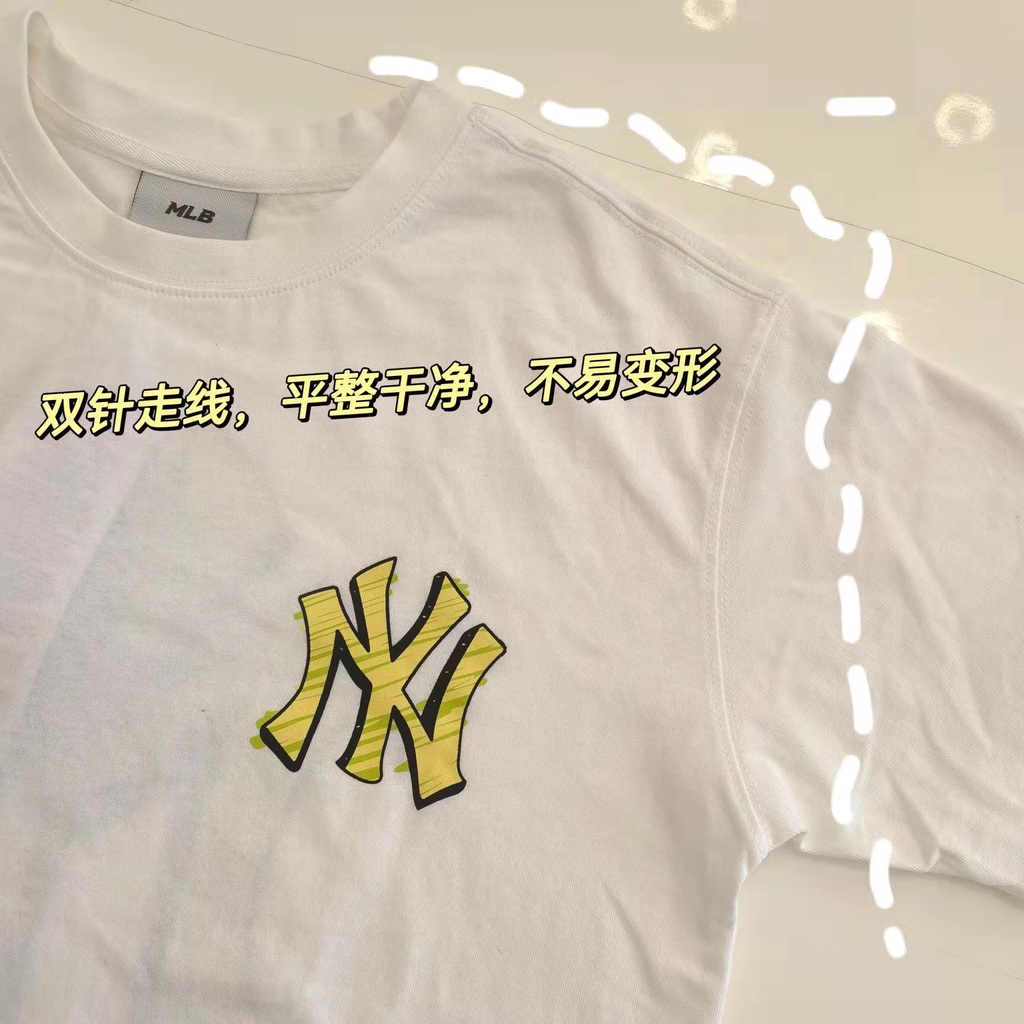 Áo Thun Tay Ngắn Cổ Tròn In LOGO Mlb Thời Trang Cho Cặp Đôi