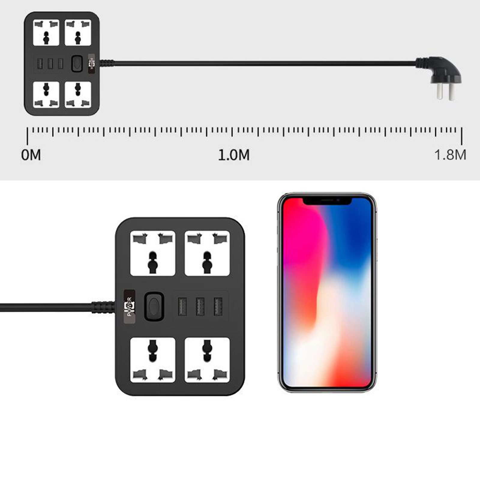 Ổ Cắm Điện 3 Cổng Usb Dài 1.8m