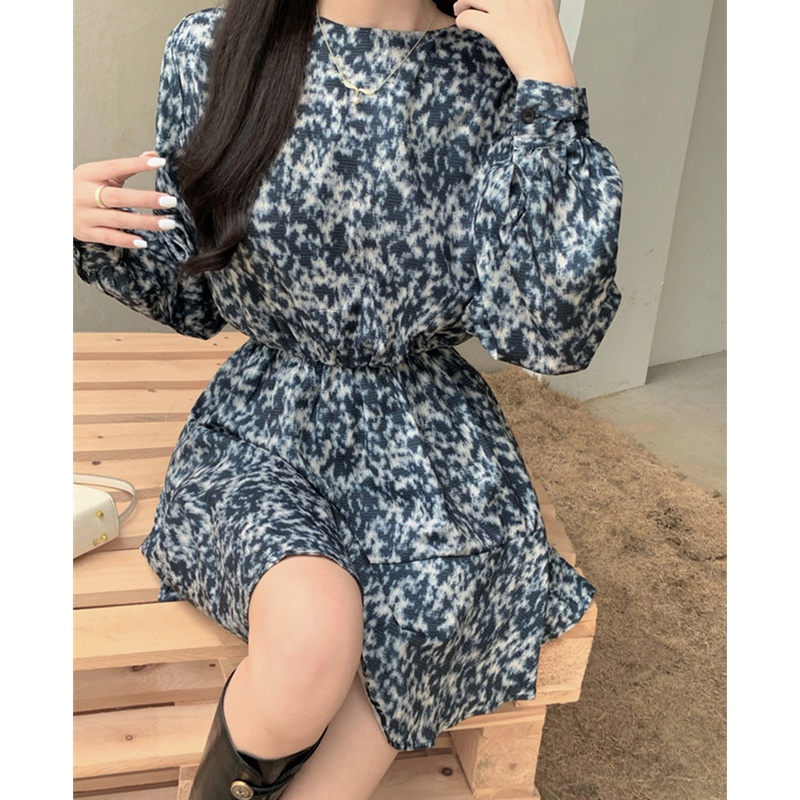 Đầm nữ tay dài họa tiết hoa thanh lịch thời trang