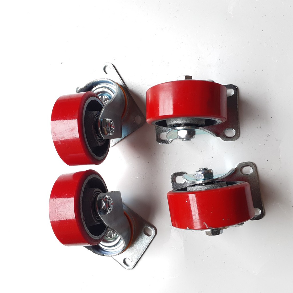 Bộ 4 Bánh xe đẩy Lõi Gang SIKU-PU 75x35mm - MITUHOME - Dùng thay thế xe kéo hàng 4 bánh