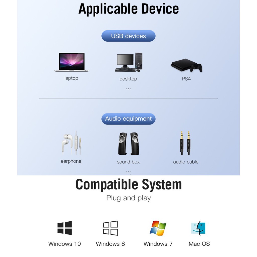 [USB to 3.5mm] Card âm thanh Vention