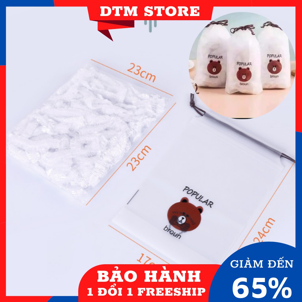 Set 100 màng bọc thực phẩm túi gấu co giãn tái sử dụng,màng bọc thực phẩm co giẵn trong suốt có chun - DTM Store