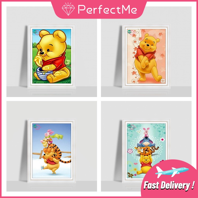 Bộ tranh đính đá 5D tự làm hình Winnie the Pooh kích thước 30x40cm độc đáo