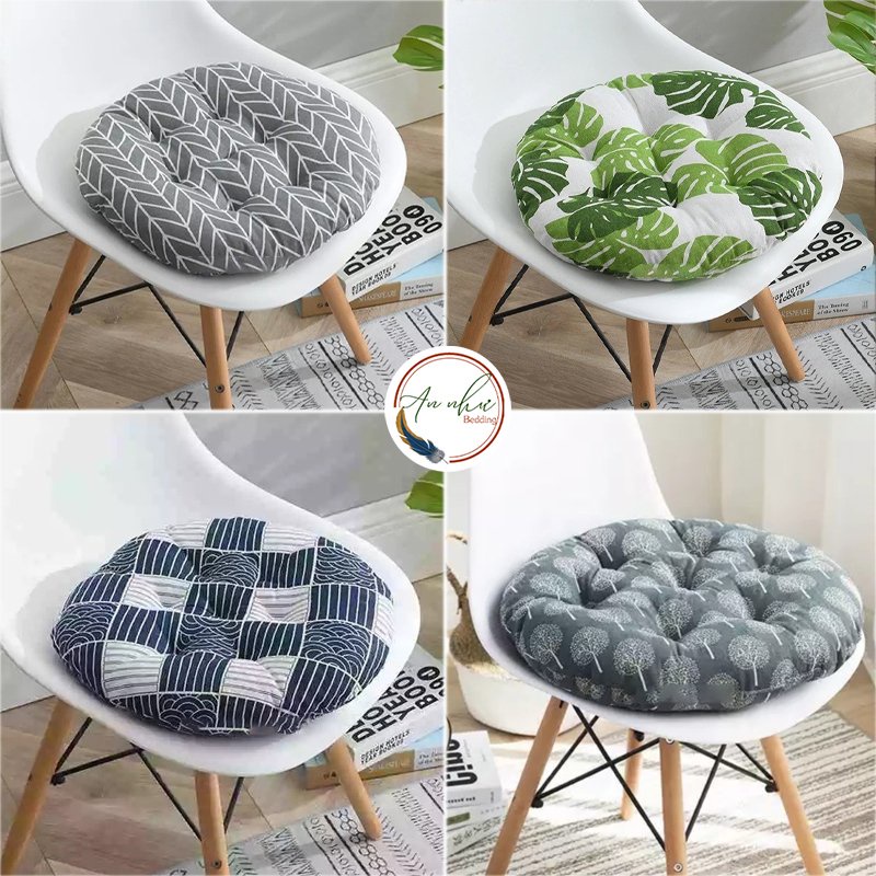 Đệm lót ghế hình tròn 40x40cm nệm ngồi bệt trà sữa An Như Bedding