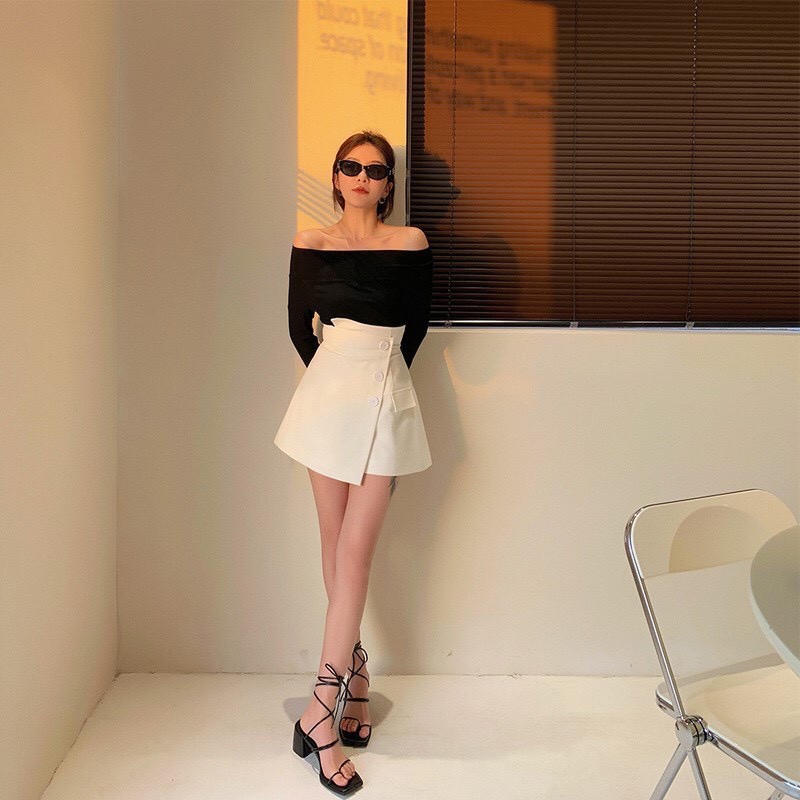 [Quà tặng là dây buộc tóc shop tri ân khách hàng] Quần giả váy cạp chéo 3 cúc hottrend, Quần short giả váy tôn dáng MS09 | BigBuy360 - bigbuy360.vn