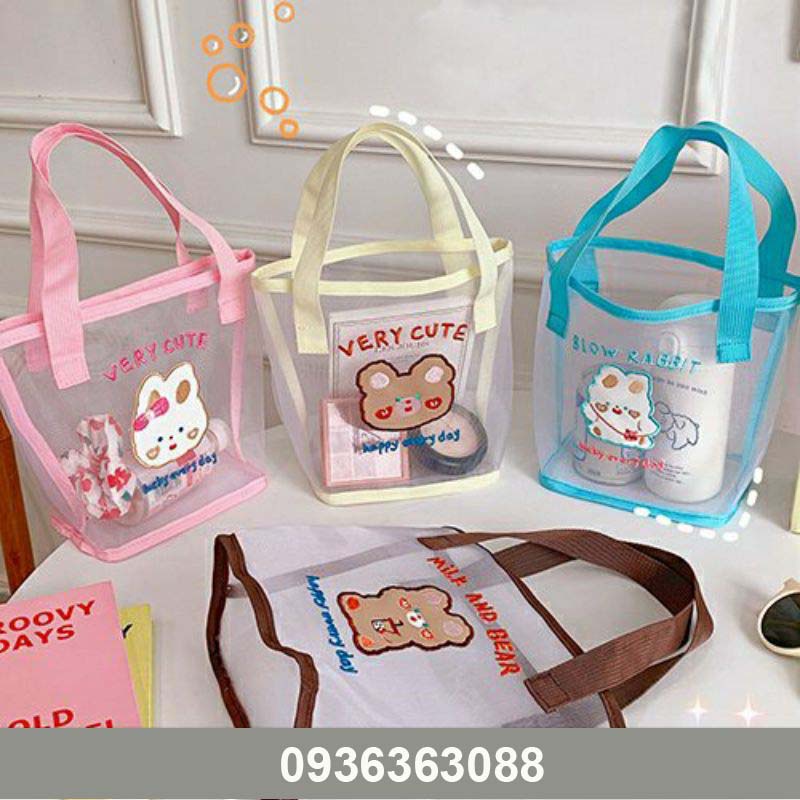 BENTOY MILKJOY Túi xách trong suốt họa tiết hoạt hình thời trang cho nữ - MỚI NHẤT
