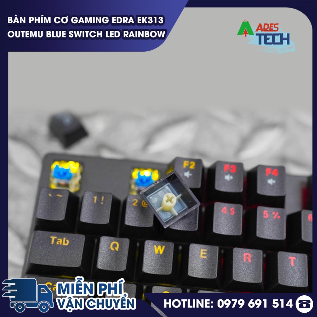 Bàn phím cơ Gaming EDRA EK313 Outemu Blue Switch LED Rainbow - Bảo hành 24 tháng