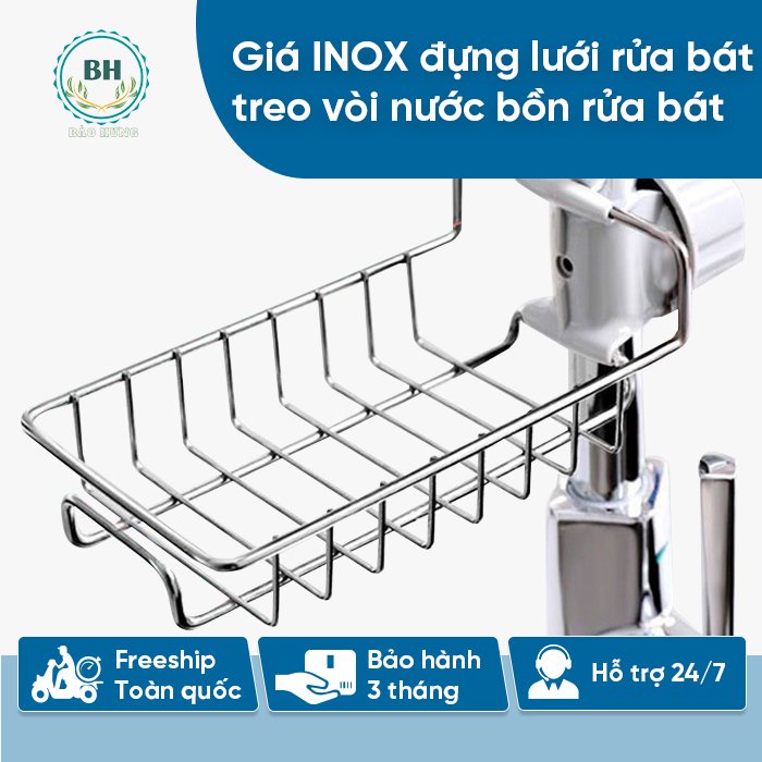 Giá Để Đồ Inox Cài Cạnh Vòi Nước Rửa Bát Nhà Tắm