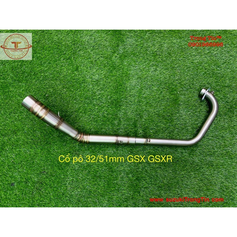 Cổ pô 32 ra 51mm GSX GSXR uốn CNC cao cấp