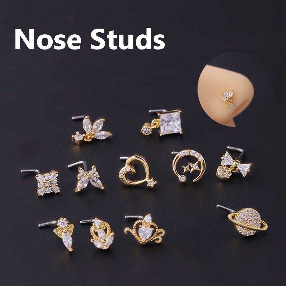 Khuyên Mũi Hình Chữ L Đính Nơ Phong Cách Punk