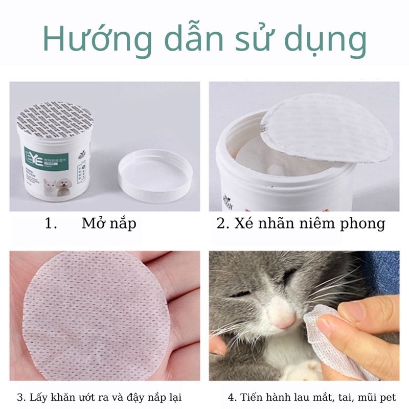 Khăn ướt vệ sinh mắt và tai cho thú cưng - 130 miếng