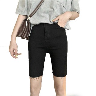 Quần Jeans Ngố/ Lửng màu đen tuyền co dãn
