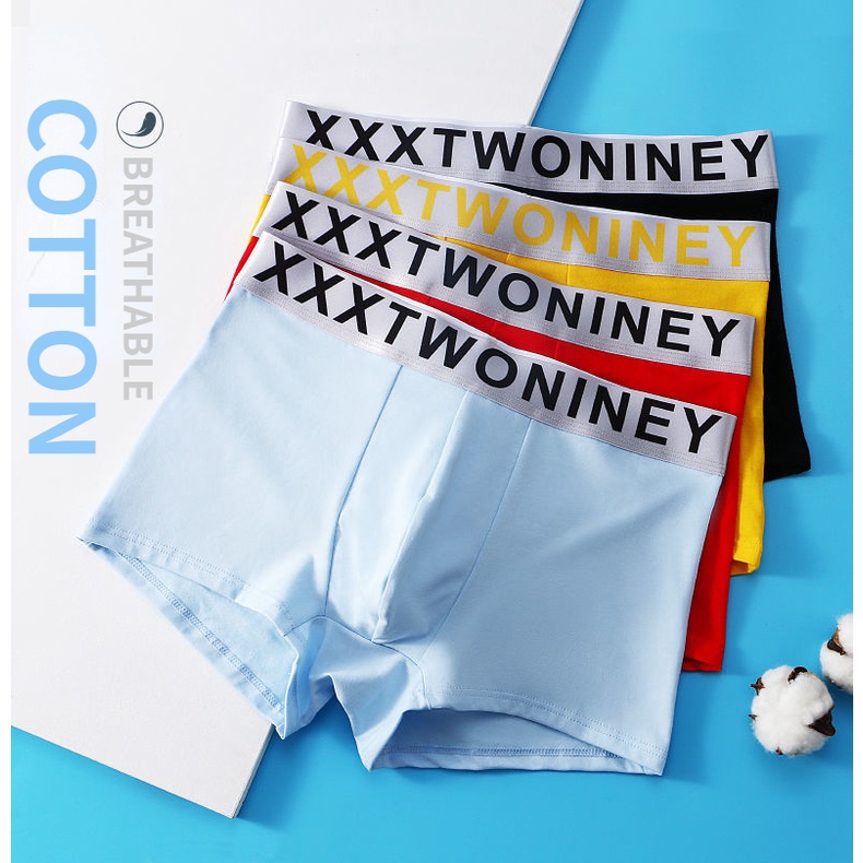 Set 1 / 3 Quần Lót Boxer Cotton Thoáng Khí Kháng Khuẩn Màu Trơn Thời Trang Cho Nam