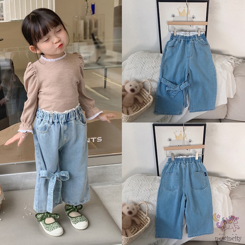 Quần Jean Denim Co Giãn Thời Trang Hàn Quốc Cho Bé Gái