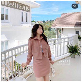 (HÀNG CÓ SẴN)SET KHOÁC CROP + CHÂN VÁY FORM A 💋