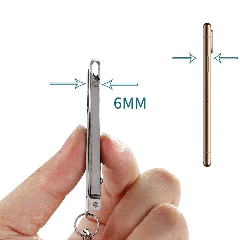 Kềm Cắt Móng Tay Bằng Thép Không Gỉ Có Thể Gập Lại Kèm Đồ Dũa Móng Tay (Tuốc Nơ Vít) Và Vòng Khóa