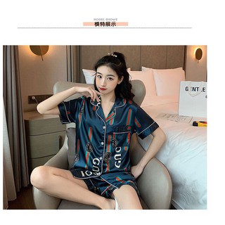 Bộ pijama lụa satin đùi hàng Quảng Châu