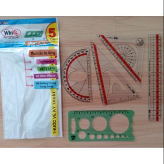 Bộ thước vẽ kỹ thuật 5 món Win