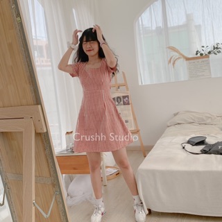 D06 - Đầm caro đỏ