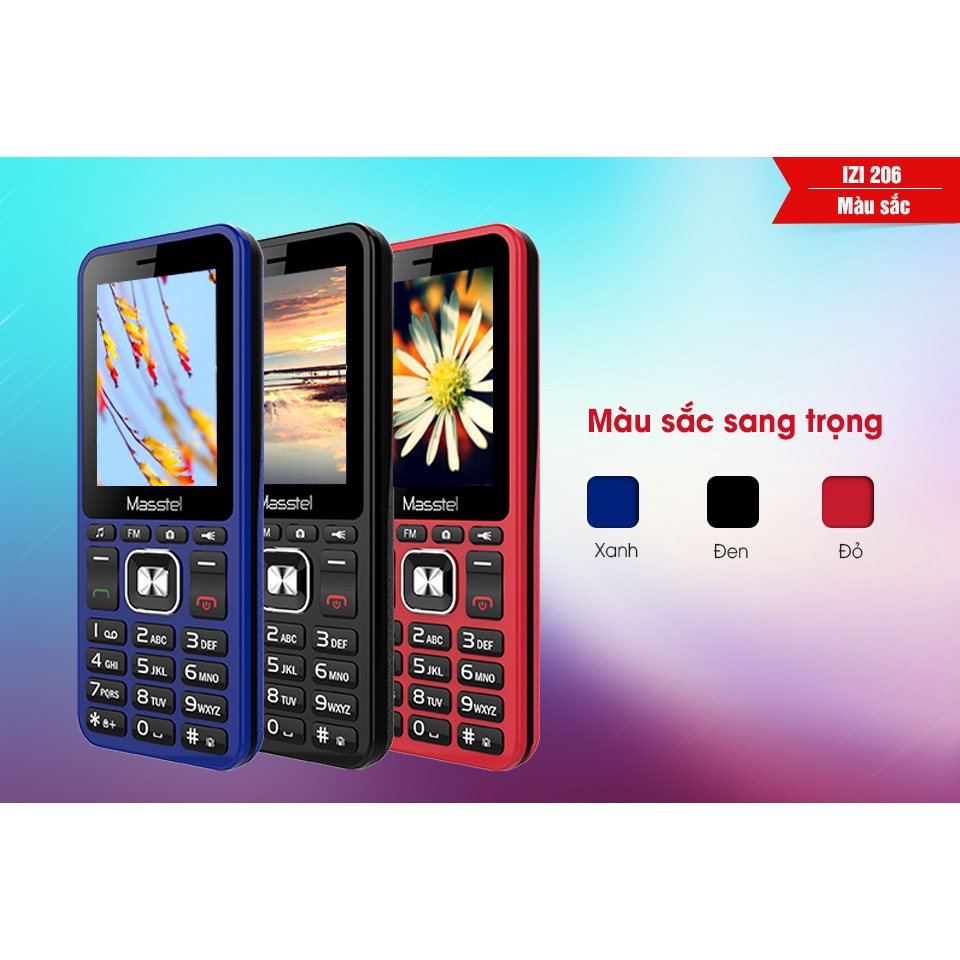 Điện thoại Phổ Thông masstel izi 206,220, izi 280 chữ to, pin khoẻ -mới chính hãng bảo hành 12 tháng | BigBuy360 - bigbuy360.vn