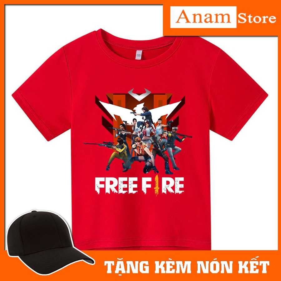 Áo thun trẻ em Free Fire, có size người lớn, Anam Store, Tặng kèm nón kết