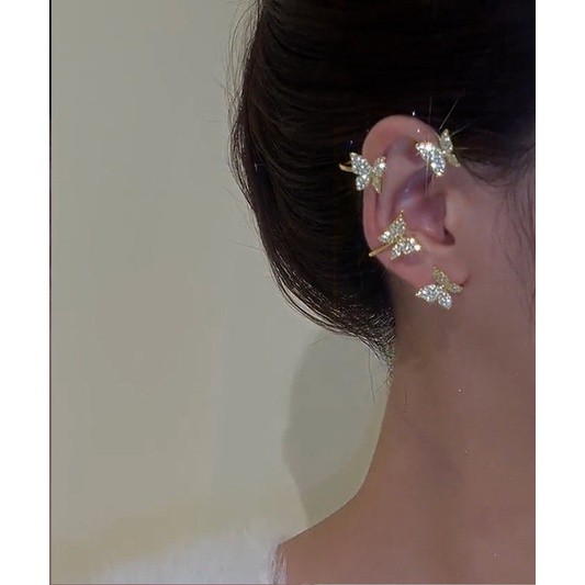 Khuyên Vành Tai Hình Bướm Đính Đá Zircon Lấp Lánh Thời Trang Mới Thích Hợp Làm Quà Tặng Cho Bạn Gái