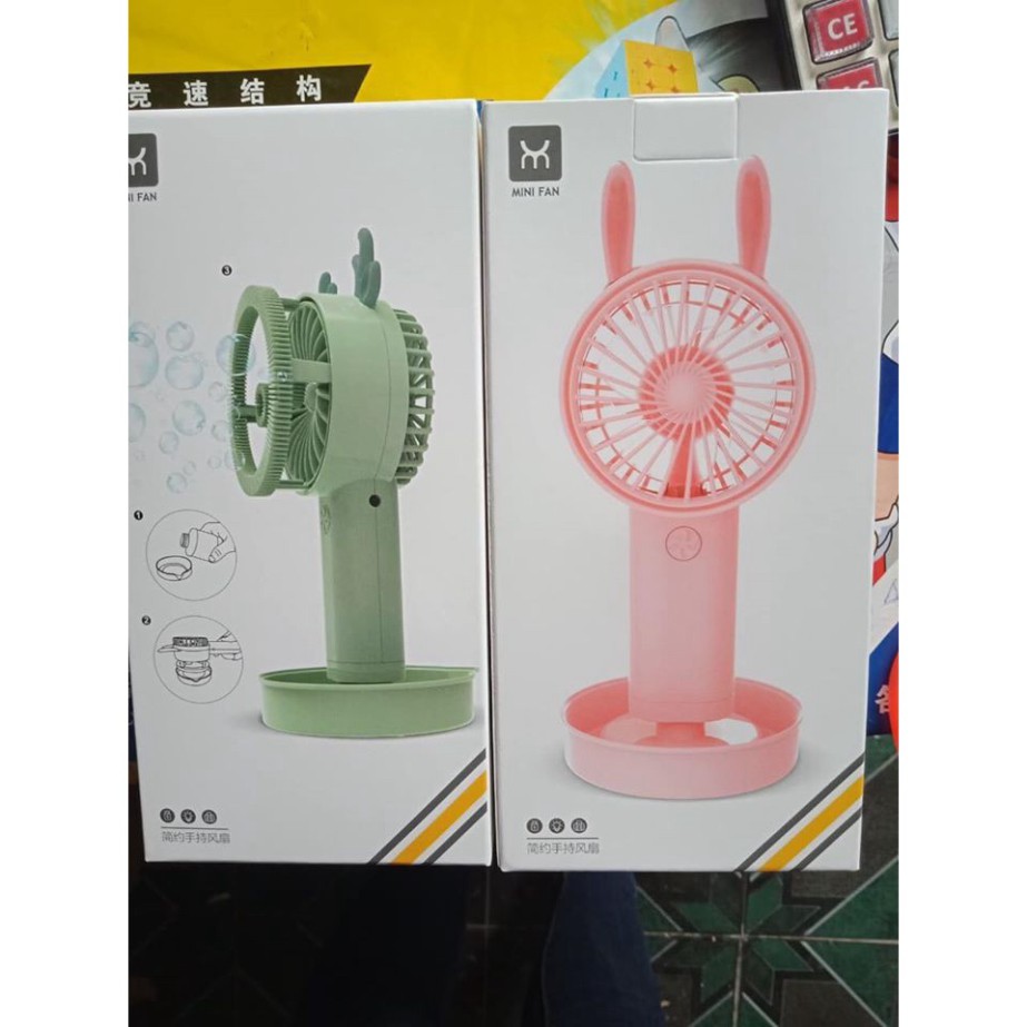 Quạt tích điện kèm đầu thổi bong bóng tặng kèm 2 trai dung dịch xà bông