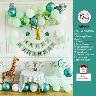 Set Trang trí Sinh Nhật Xanh Mint/ Xanh Lá  AR003