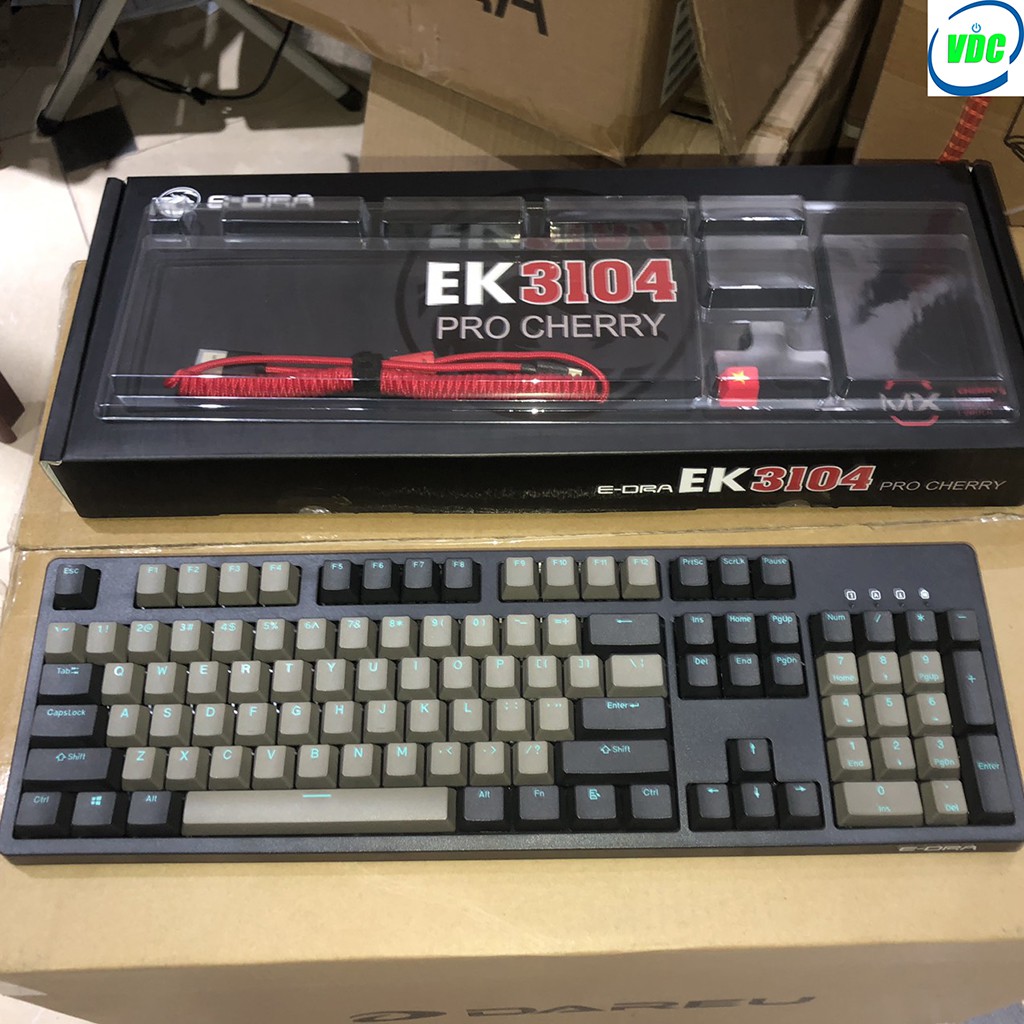 Bàn phím cơ E-DRA EK3104 PRO CHERRY SKY DOLCH - Siêu phẩm năm 2020 - Keycap: PBT Sky Dolch - Bảo hành 2 năm chính hãng