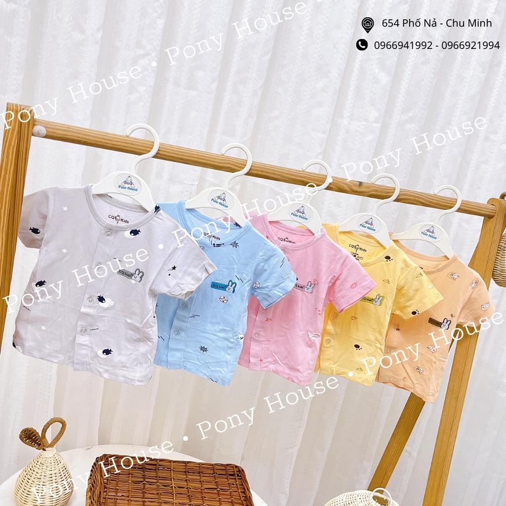 Áo Sơ Sinh Cộc Tay CQ Baby Cài Thẳng Chất Cotton Siêu Mềm Mịn, Mát Cho Bé Trai, Bé Gái Sơ Sinh (Size 0-3M Đến 6-9M)