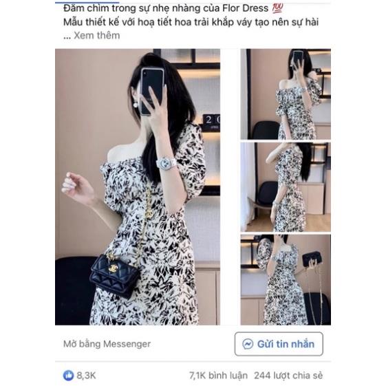 VÁY TRỄ VAI HỌA TIẾT HOA ĐÁ CHO NỮ