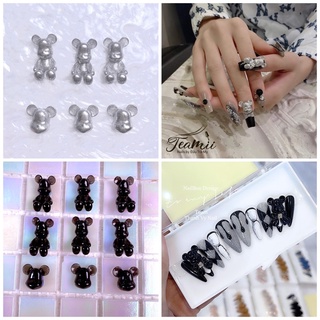 Charm gấu brick trang trí móng bán lẻ-charm gấu brick tráng gương cá tính