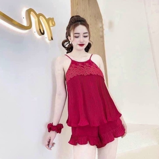 Đồ Ngủ Sexy Yếm 2 Dây Dập Ly Phối Ren Chất Liệu Lụa Satin Mềm Mịn Mát Freesize 40-65kg - CN013 CINY | BigBuy360 - bigbuy360.vn