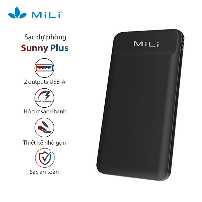 [ Thanh Lý ] Sạc dự phòng MiLi Power Sunny Plus 10,000mAh/3.7V - HB-N10 - Sạc Nhanh 12W - Mới 100% - Bảo Hành 2 Năm