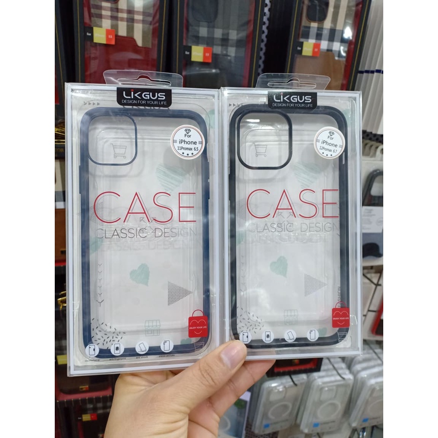Ốp lưng Likgus trong viền màu mỏng cho iPhone 11,11 Pro max,12,12 Pro max, 13,13 Pro max, chống ố màu