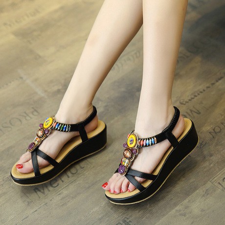 Sandal nữ đế bệt cao cấp, Dép nữ quai hậu đế xuồng đi biển 5cm.