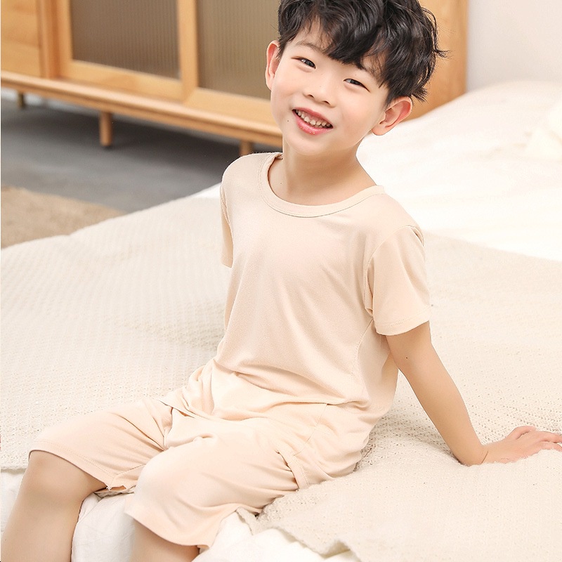 Bộ Đồ Ngủ Tay Ngắn Vải Cotton Lưng Cao Thời Trang Cho Bé