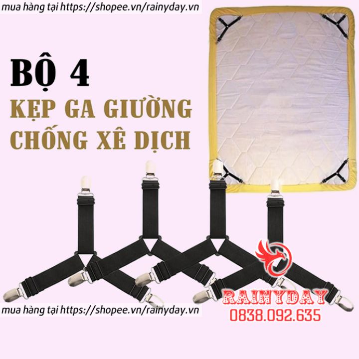 Dây kẹp ga giường cố định drap trải nệm giữ chống xê dịch tụt góc - Bộ 4