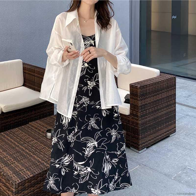 Áo Sơ Mi Trắng Dạng Cardigan Form Rộng Thiết Kế Xẻ Lưng Phong Cách Hàn Quốc