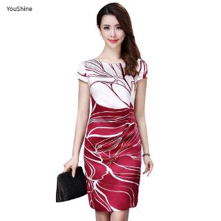 Đầm lụa in họa tiết thanh lịch có size lớn 4xl